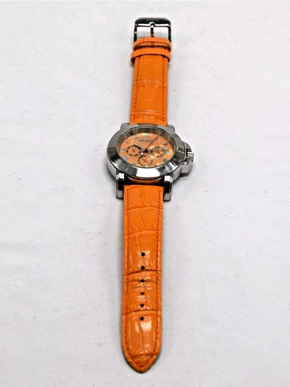 Unisex Dufonte by Lucien Piccard 727022OR All Steel 3 Register Orange Watch